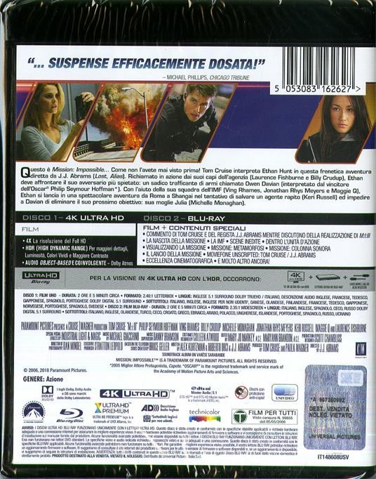 Mission: Impossible 3 (Blu-ray + Blu-ray 4K Ultra HD) di J. J. Abrams - Blu-ray + Blu-ray Ultra HD 4K - 2