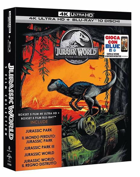 Jurassic Park. 5 Movie Collection (5 Blu-ray + 5 Blu-ray Ultra HD 4K) di Joe Johnston,Steven Spielberg,Colin Trevorrow,Juan Antonio Bayona