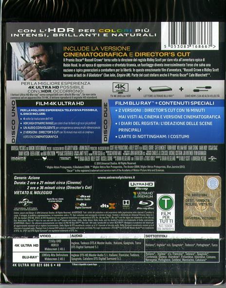 Robin Hood (Blu-ray + Blu-ray 4K Ultra HD) di Ridley Scott - Blu-ray + Blu-ray Ultra HD 4K - 2