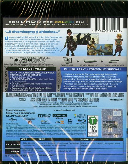 Dragon Trainer (Blu-ray + Blu-ray 4K Ultra HD) di Dean DeBlois,Chris Sanders - Blu-ray + Blu-ray Ultra HD 4K - 2