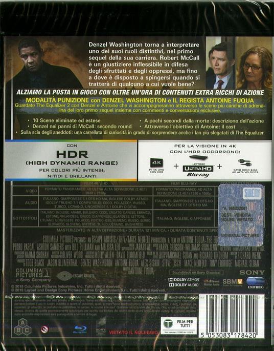 The Equalizer 2. Senza perdono (Blu-ray + Blu-ray 4K Ultra HD) di Antoine Fuqua - Blu-ray + Blu-ray Ultra HD 4K - 2
