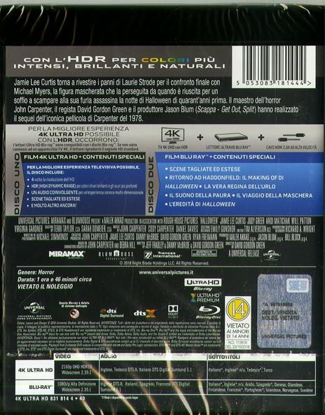 Halloween (2018) (Blu-ray + Blu-ray 4K Ultra HD) di David Gordon Green - Blu-ray + Blu-ray Ultra HD 4K - 2