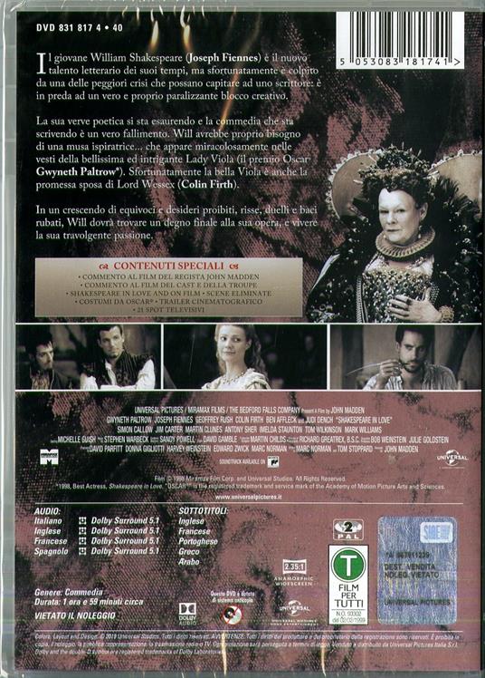 Shakespeare in Love. San Valentino Collection (DVD) di John Madden - DVD - 2