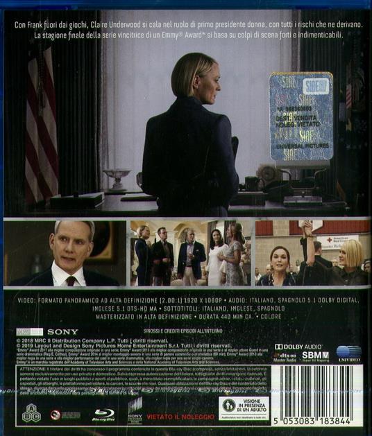 House of Cards. Stagione 6. Serie TV ita (3 Blu-ray) di Robin Wright,Alik Sakharov,Ernest R. Dickerson,Louise Friedberg - Blu-ray - 2