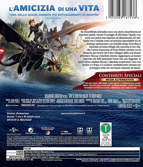 Dragon Trainer 3. Il mondo nascosto  How to Train Your Dragon: The Hidden World (Blu-ray) di Dean DeBlois - Blu-ray - 2