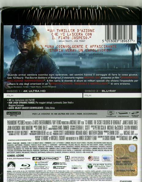 13 Hours. The Secret Soldiers of Benghazi (Blu-ray + Blu-ray 4K Ultra HD) di Michael Bay - Blu-ray + Blu-ray Ultra HD 4K - 2