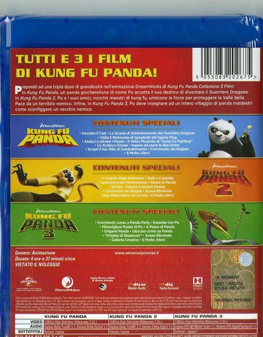 Kung Fu Panda Collection 1-3 (3 Blu-ray) di Alessandro Carloni,Jennifer Yuh Nelson,Mark Osborne,John Stevenson - 2