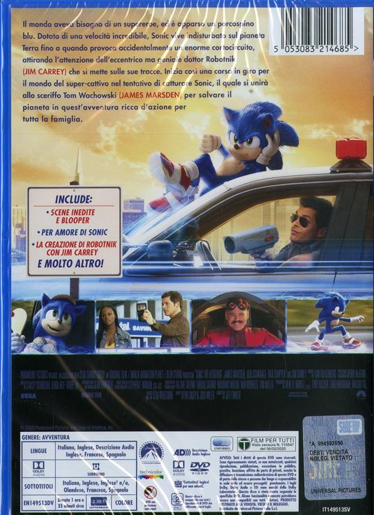Sonic. Il Film (DVD) di Jeff Fowler - DVD - 2