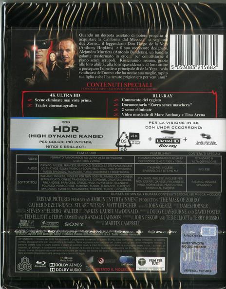 La maschera di Zorro (Blu-ray + Blu-ray UltraHD 4K) di Martin Campbell - Blu-ray + Blu-ray Ultra HD 4K - 2