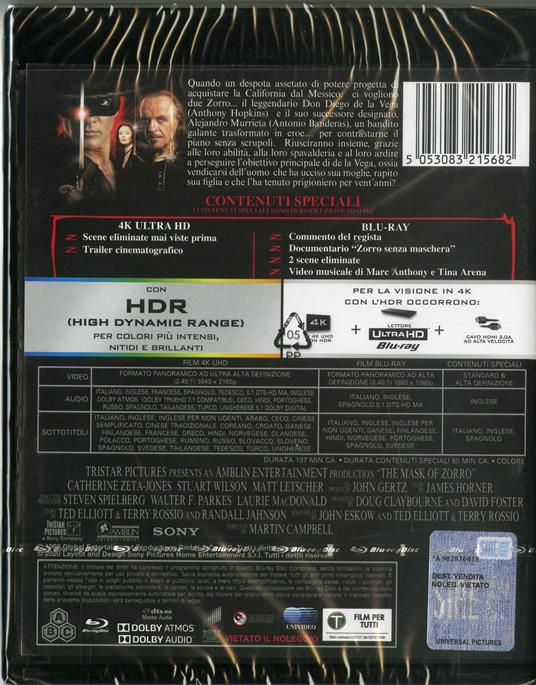 La maschera di Zorro (Blu-ray + Blu-ray UltraHD 4K) di Martin Campbell - Blu-ray + Blu-ray Ultra HD 4K - 2