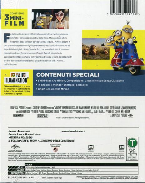 Minions (Blu-ray) di Pierre Coffin,Kyle Balda - Blu-ray - 2