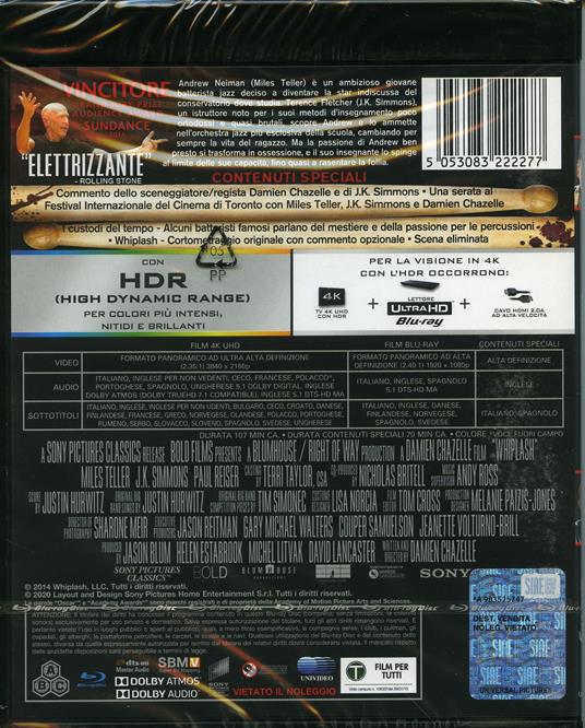 Whiplash (Blu-ray + Blu-ray Ultra HD 4K) di Damien Chazelle - Blu-ray + Blu-ray Ultra HD 4K - 2