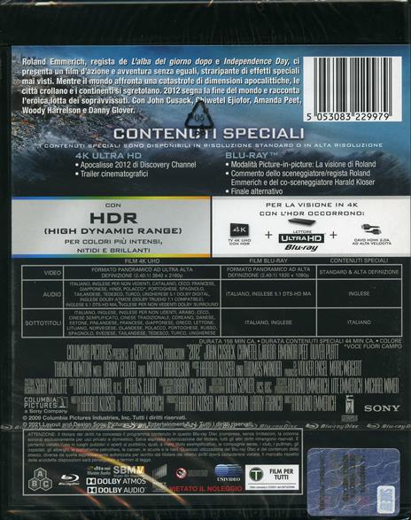 2012 (Blu-ray + Blu-ray Ultra HD 4K) di Roland Emmerich - Blu-ray + Blu-ray Ultra HD 4K - 2