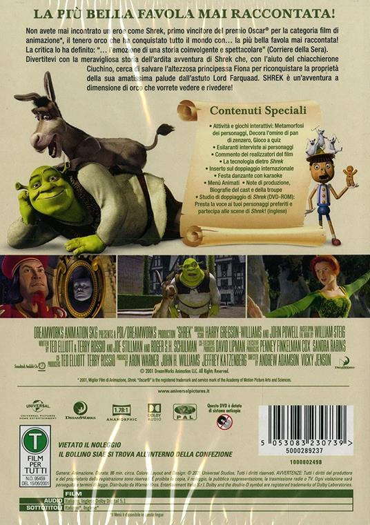 Shrek. Edizione 20° anniversario (DVD) di Andrew Adamson,Vicky Jenson - DVD - 2