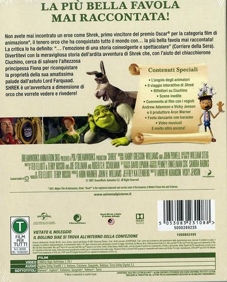 Shrek. Edizione 20° anniversario (Blu-ray) di Andrew Adamson,Vicky Jenson - Blu-ray - 2