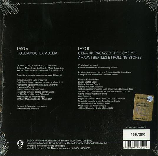 Togliamoci la voglia (Sanremo 2017 - Coloured Vinyl) - Vinile 7'' di Raige,Giulia Luzi - 2
