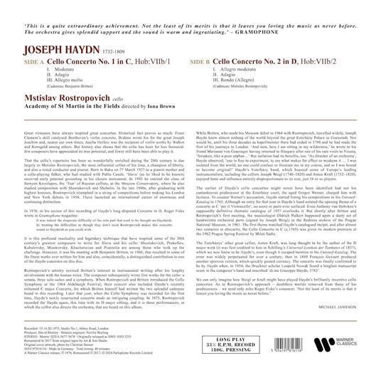 Cello Concertos Nos. 1 & 2 - Vinile LP di Franz Joseph Haydn,Mstislav Rostropovich,Academy of St. Martin in the Fields - 2