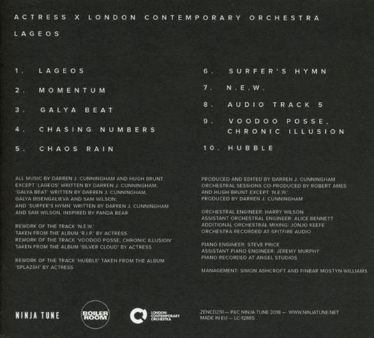 Lageos - CD Audio di Actress,London Contemporary Orchestra - 2