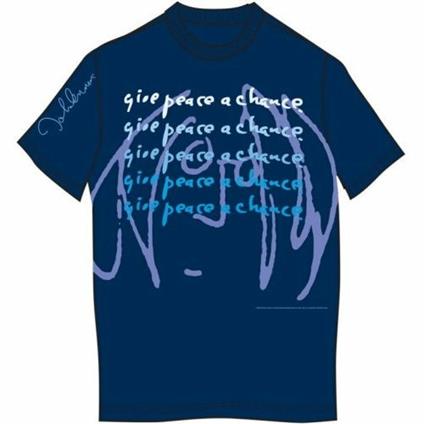 T-Shirt Unisex Tg. M. John Lennon: Give Peace A Chance Blu