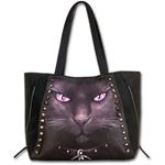 Borsa Black Cat Tote Bag. Top Quality Leather Studded