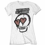 T-Shirt Donna 5 Seconds Of Summer. Heart Skull White