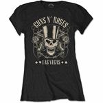 T-Shirt Donna Tg. XL Guns N' Roses. Top Hat, Skull & Pistols Las Vegas