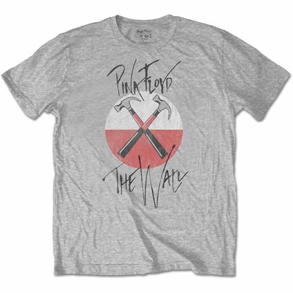 T-Shirt Unisex Tg. M Pink Floyd. The Wall Faded Hammers Logo