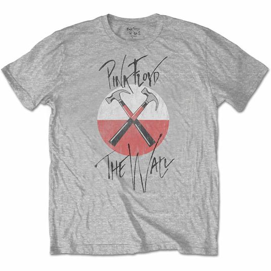 T-Shirt Unisex Tg. M Pink Floyd. The Wall Faded Hammers Logo