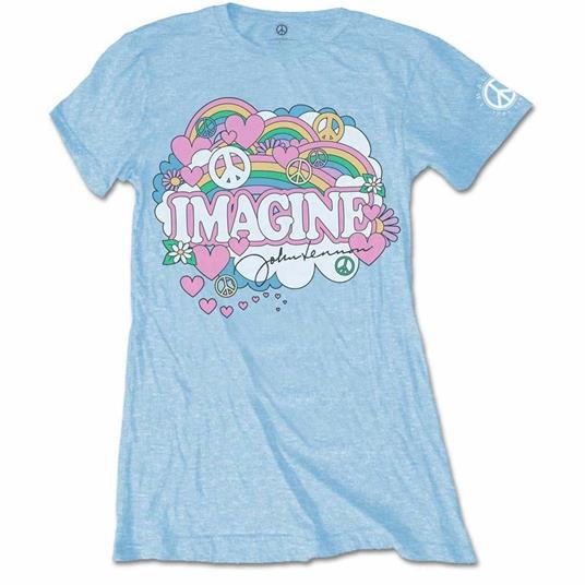 T-Shirt Donna Tg. S. John Lennon: Rainbows, Love & Peace