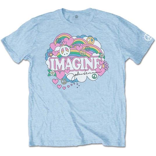 T-Shirt Unisex Tg. M. John Lennon: Rainbows, Love & Peace