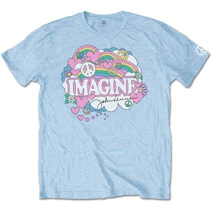 T-Shirt Unisex Tg. L. John Lennon: Rainbows, Love & Peace