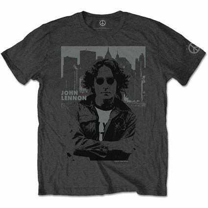 T-Shirt Unisex Tg. L. John Lennon: Denim Skyline