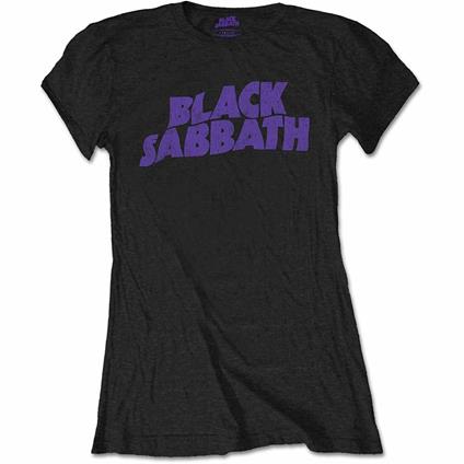 T-Shirt Donna Tg. L. Black Sabbath - Wavy Logo Vintage