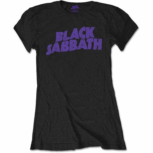 T-Shirt Donna Tg. L. Black Sabbath - Wavy Logo Vintage