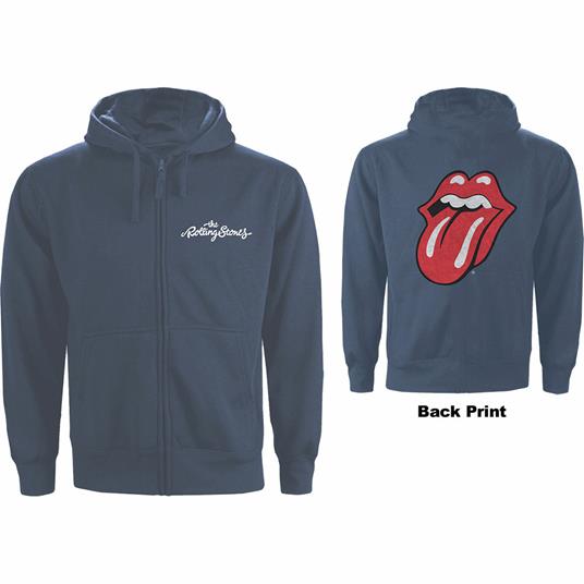 Felpa Con Cappuccio Unisex Tg. M. Rolling Stones - Zipped Classic Tongue