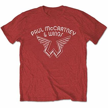 T-Shirt Unisex Tg. L. Paul Mccartney - Wings Logo Red