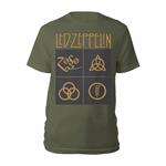 T-Shirt Unisex Tg. XL. Led Zeppelin: Gold Symbols & Black Squares