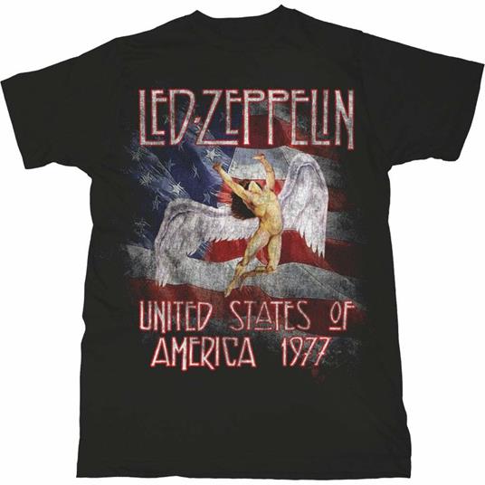 T-Shirt Unisex Tg. XL. Led Zeppelin: Stars N Stripes Usa 77.
