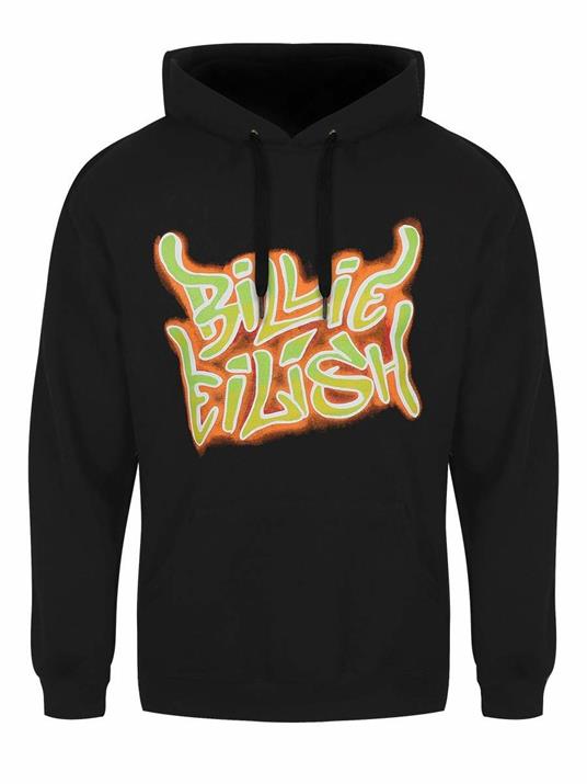 Felpa Con Cappuccio Unisex Tg. XL. Billie Eilish: Airbrush Flames Blohsh