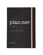 Agenda Letts 2024, Eco Writers Words A5 Settimanale Nero - 21 x 15 cm