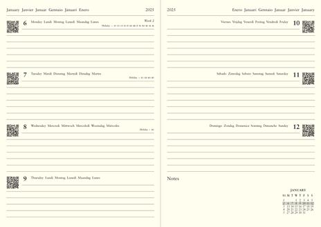 Agenda annuale 2025 Letts 12 Mesi, Lecassa A4 settimanale marrone - 21 x 29,7 cm - 2