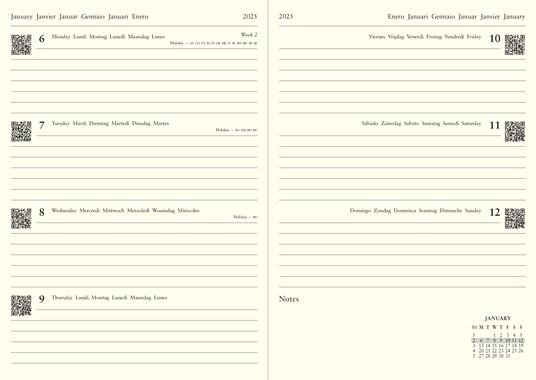 Agenda annuale 2025 Letts 12 Mesi, Lecassa A4 settimanale marrone - 21 x 29,7 cm - 2