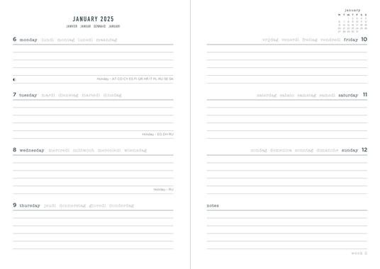 Agenda annuale 2025 Letts 12 Mesi, Celebrate A6 settimanale rosa - 14,8 x 10,5 cm - 2