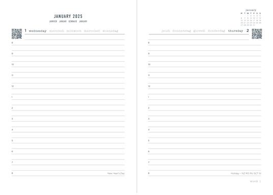 Agenda annuale 2025 Letts 12 Mesi, Conscious A5 giornaliera  azzurro - 21 x 14,8 cm - 2