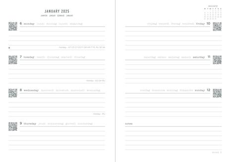 Agenda annuale 2025 Letts 12 Mesi, Serene A6 settimanale blu notte - 14,8 x 10,5 cm - 2