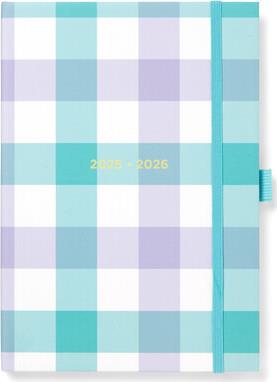 Agenda accademica 2025-2026 Gingham A5 Settimanale Azzurro - 21 x 14,8 cm