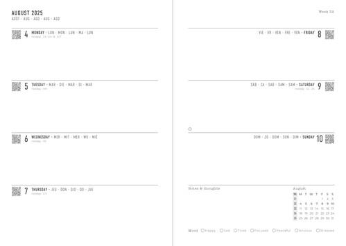 Agenda accademica 2025-2026 Gingham A5 Settimanale Azzurro - 21 x 14,8 cm - 2