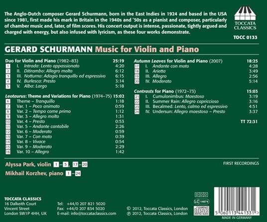 Musica per violino e pianoforte - CD Audio di Gerard Schurmann - 2
