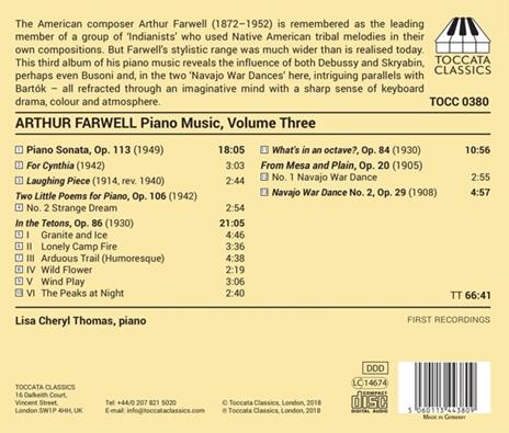 Musica per pianoforte completa vol.3 - CD Audio di Arthur Farwell,Lisa Cheryl Thomas - 2