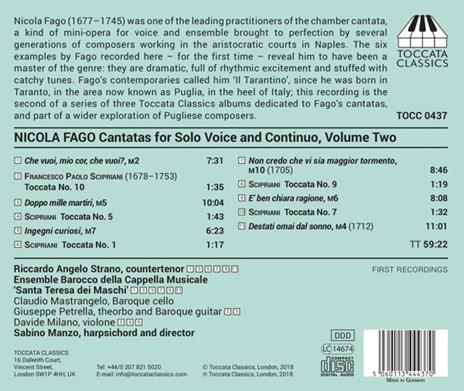 Cantate per voce solo vol.2 - CD Audio di Nicola Fago - 2